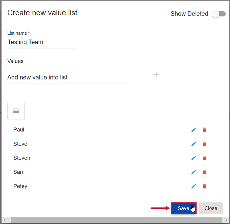 Database Mapper Data Dictionary Create new value list select Save