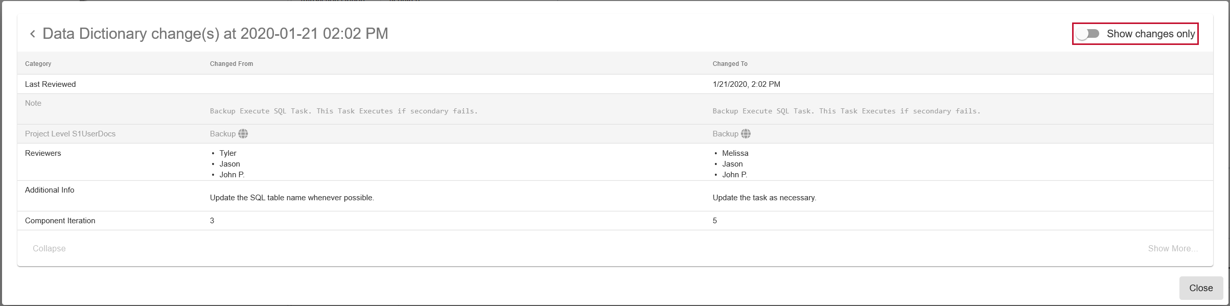 Database Mapper Data Dictionary Changes show all Version 2021.18 Database Mapper Data Dictionary Changes show all
