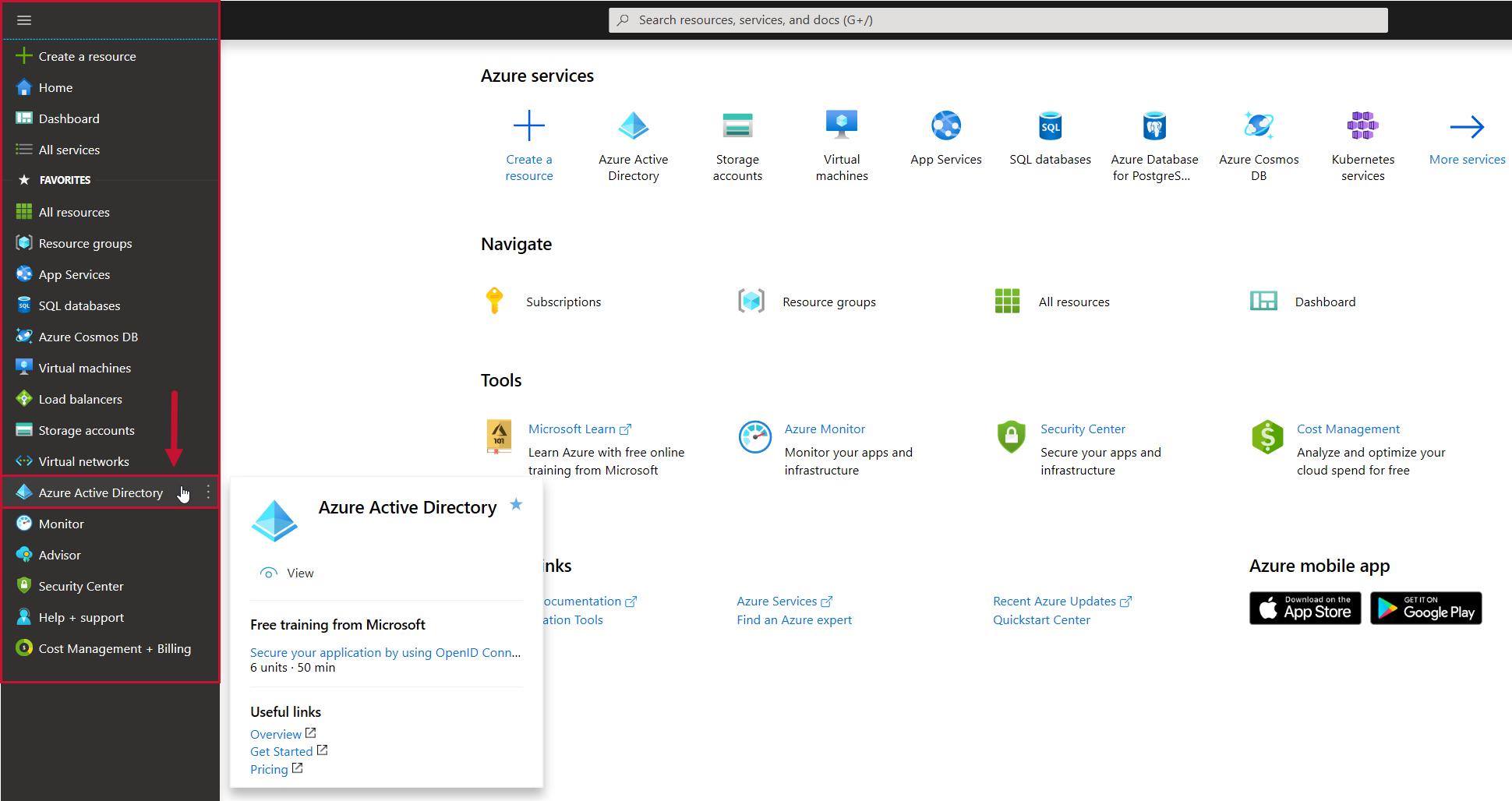 Log in to Azure Portal and select Azure Active Directory