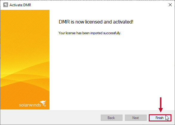 SolarWinds License Manager Finish SolarWinds License Manager Finish