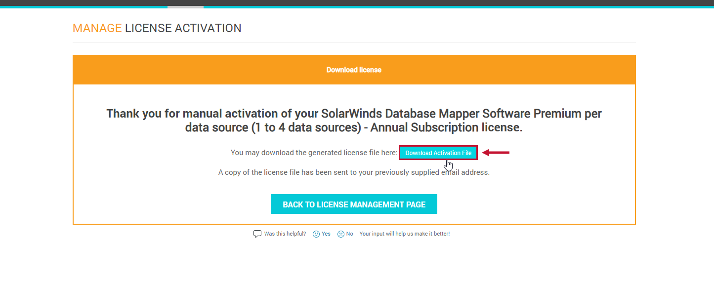 SolarWinds Manage License Activation Download Activation File SolarWinds Manage License Activation Download Activation File