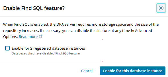 Dpa Ssql Enable or disable the DPA Find SQL feature
