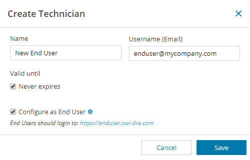 Create and configure end user accounts