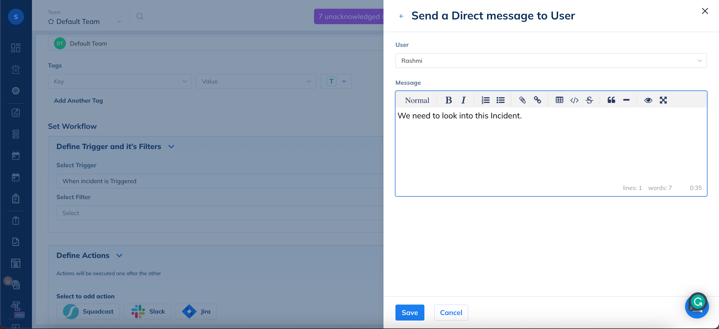 Image. Send a message to Slack user