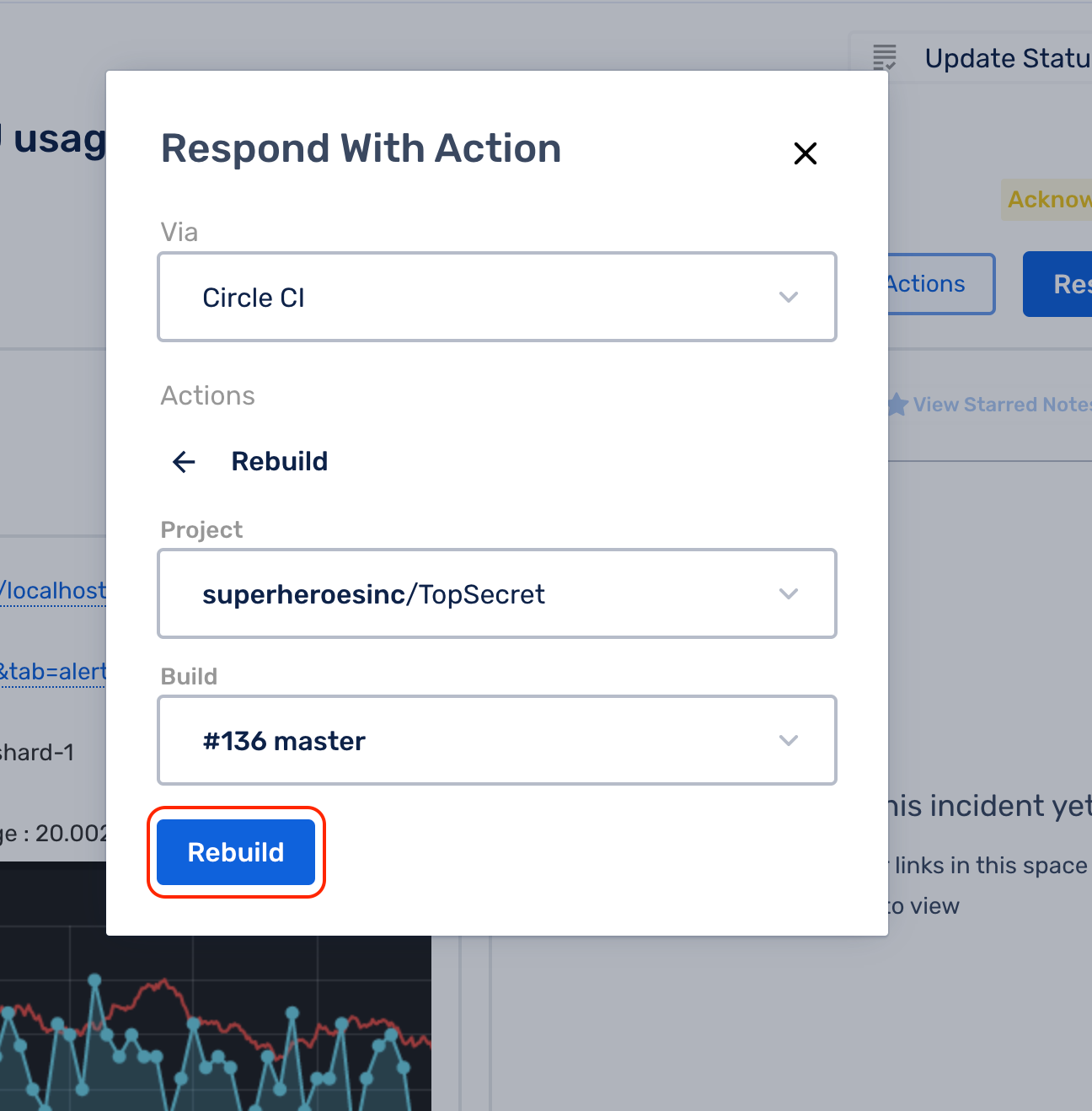 Build the project and rollback via CircleCI