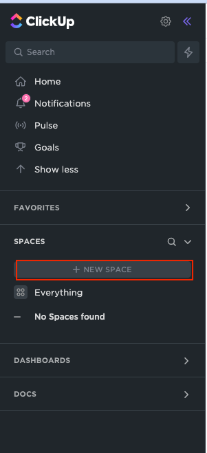 Create new Space in ClickUp for incident management
