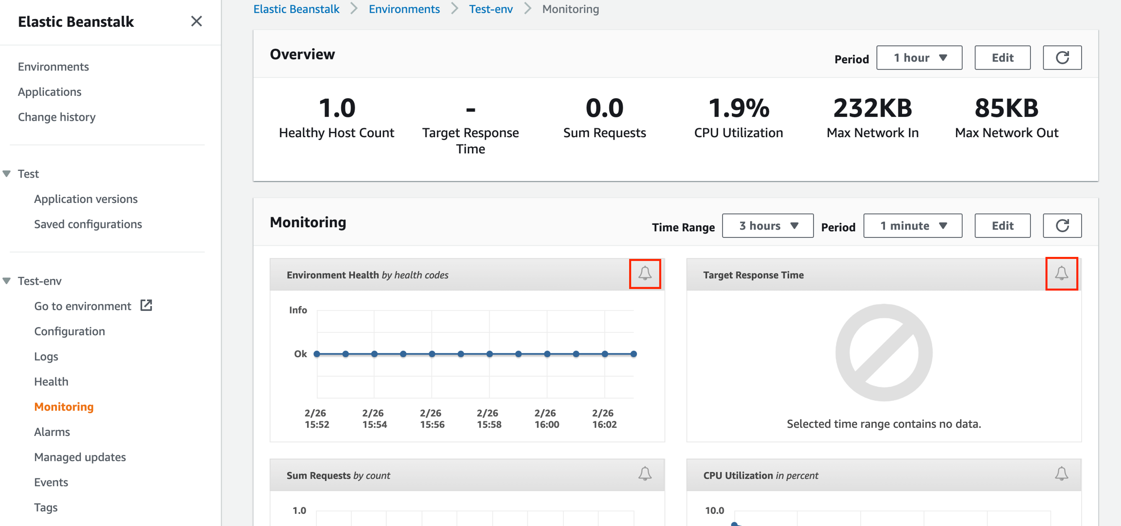 Configure Amazon CloudWatch within AWS Elastic Beanstalk - create an Alarm and route alerts to Squadcast