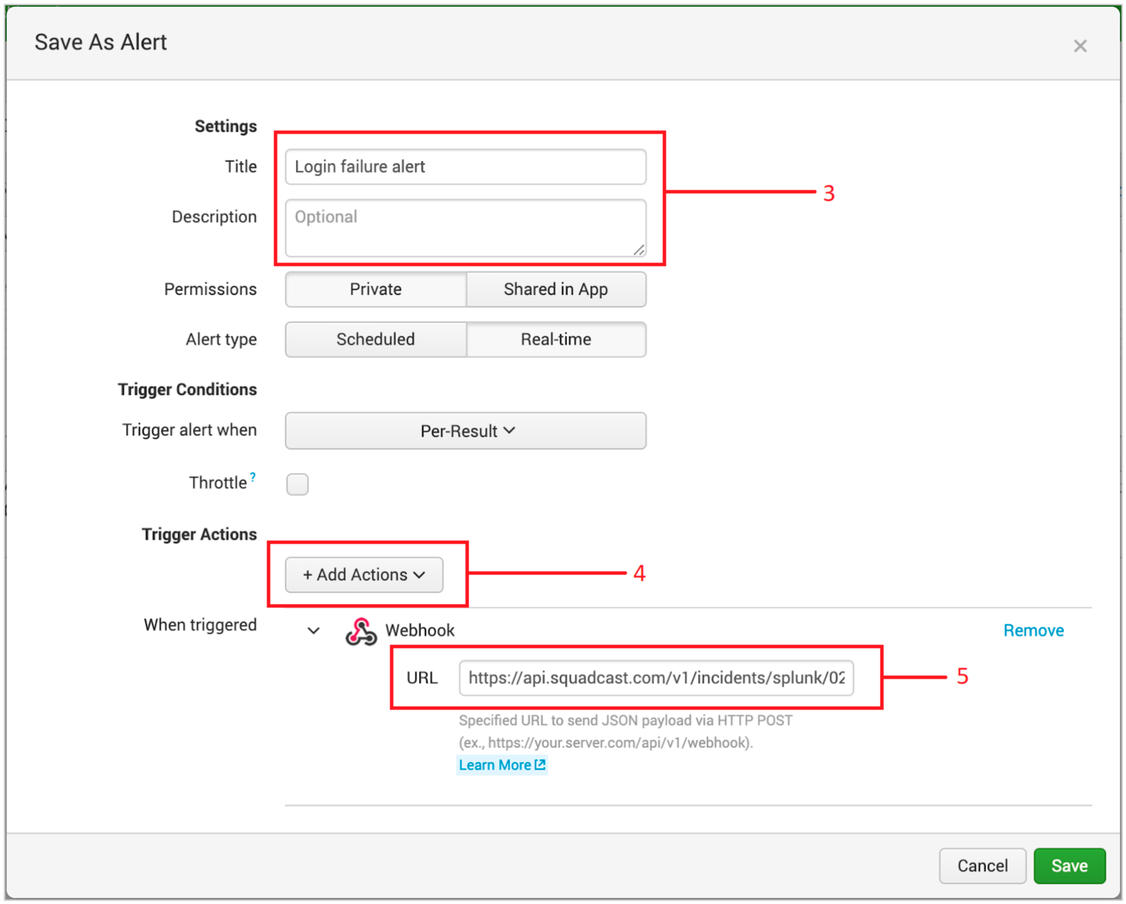 Configure a Webhook in Splunk