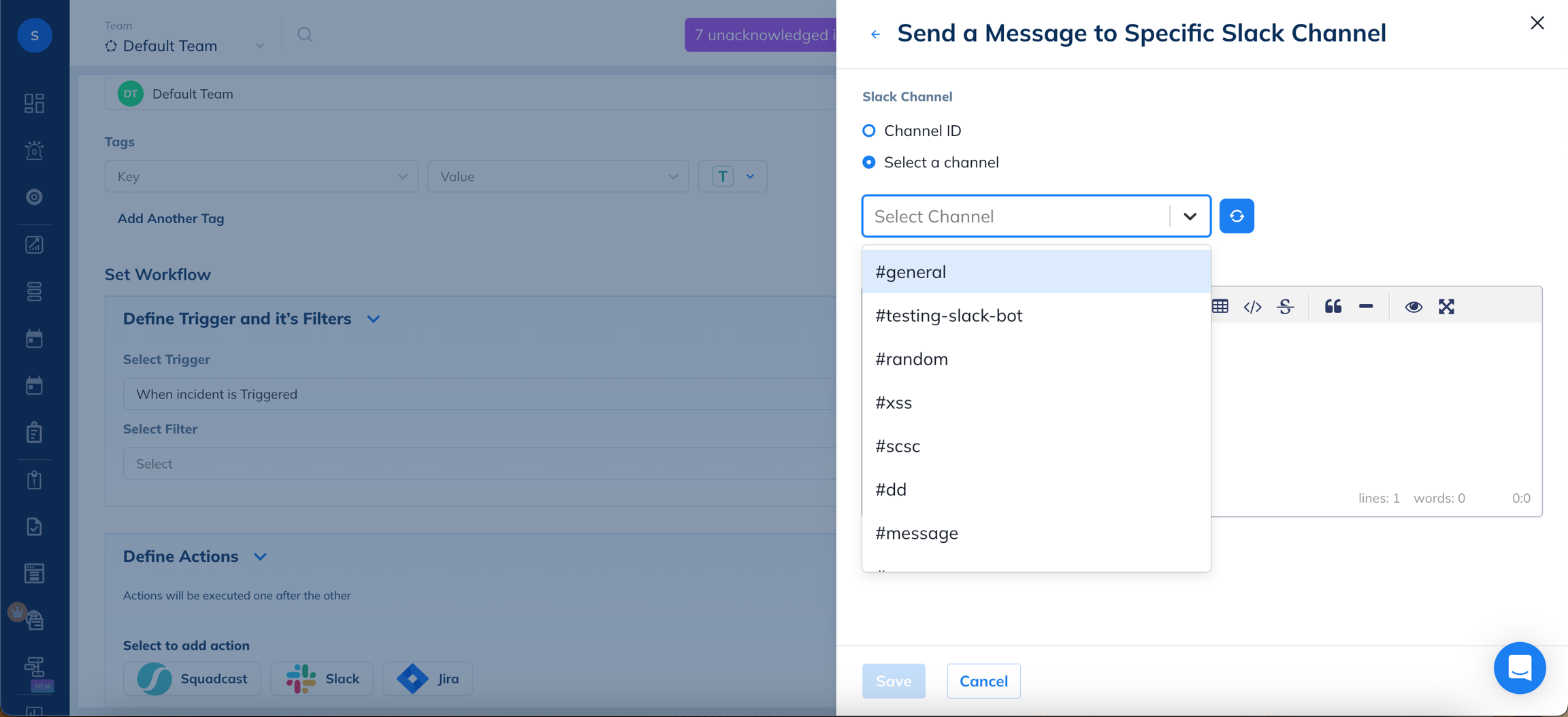 Image. Send a message to Slack Channel