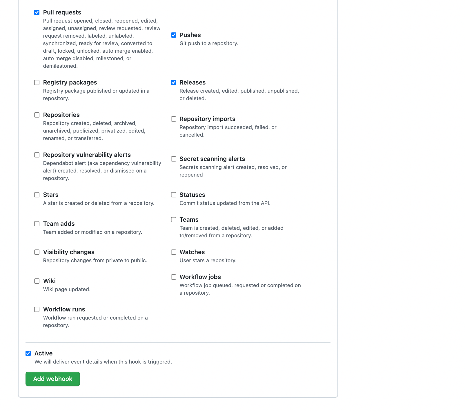 Add a Payload URL and Content type in GitHub