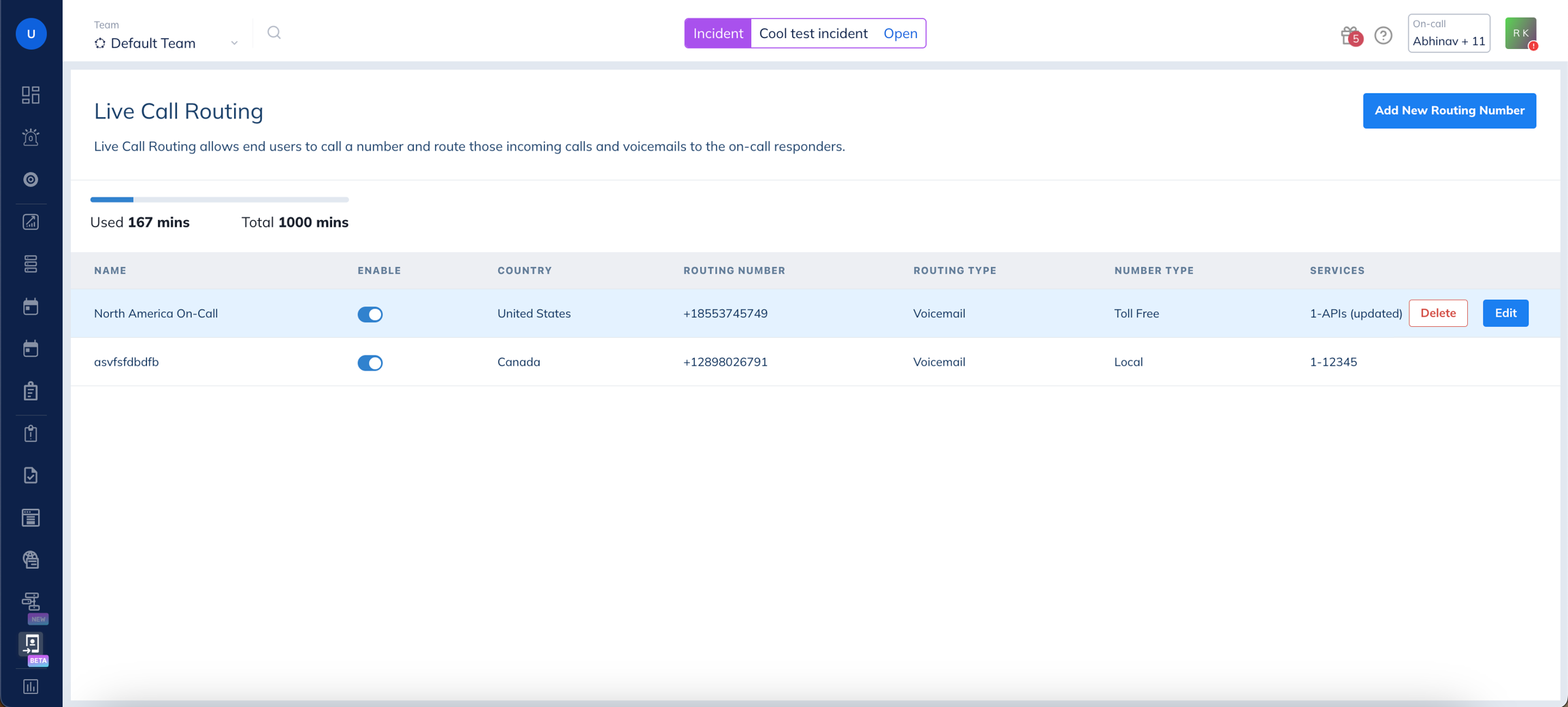 Image. Delete a Routing Number