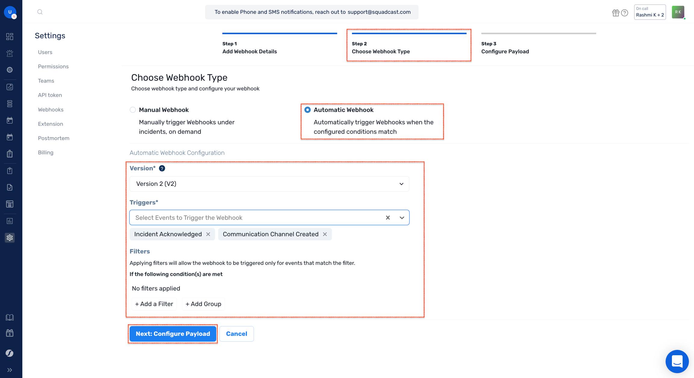 Step 2(b): Configure Automatic Webhook