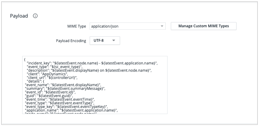 MIME typs as application/json in the payload section in HTTP request templates