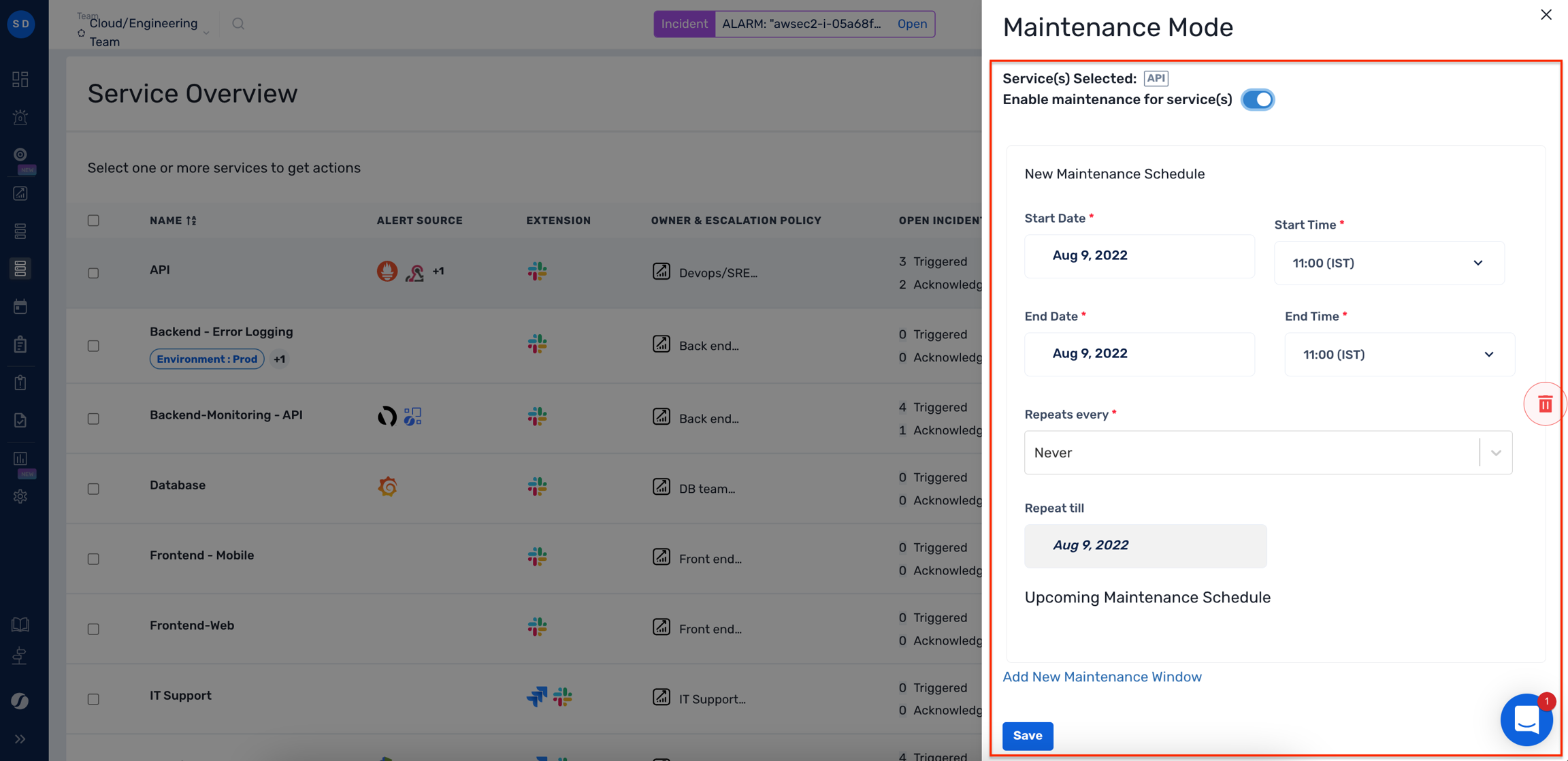 Set up a maintenance window