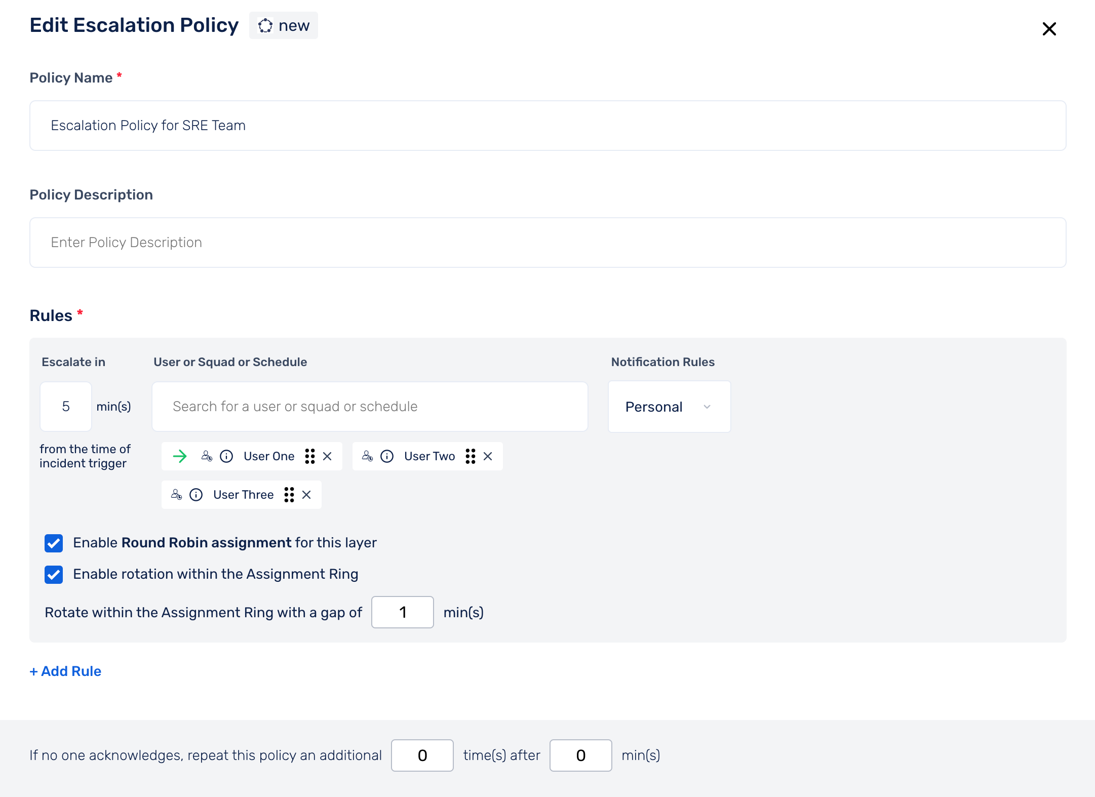 How to enabling round robin escalation for a policy in Squadcast