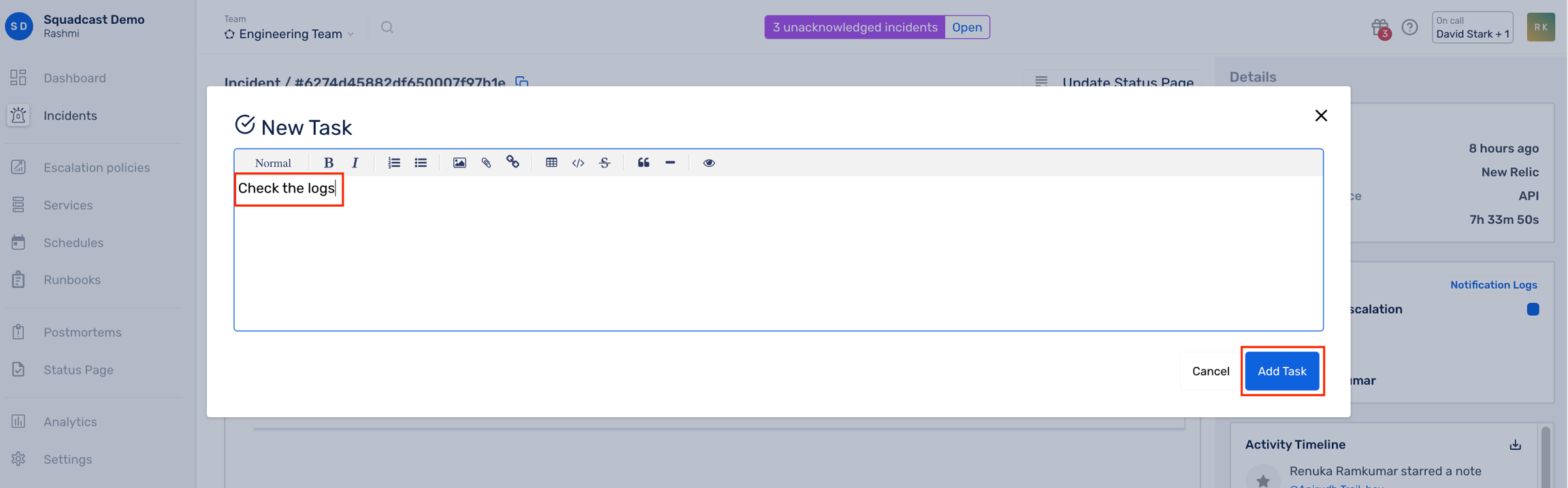 Resolution Reason modal