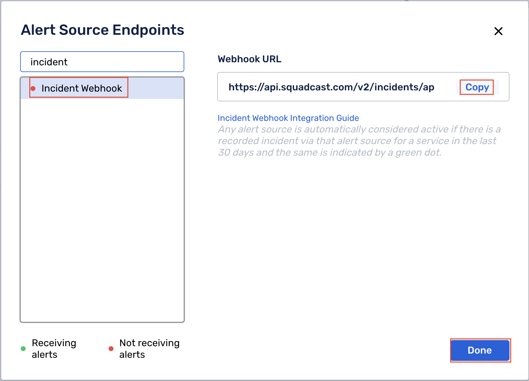 configuration Incident Webhook as an Alert Source