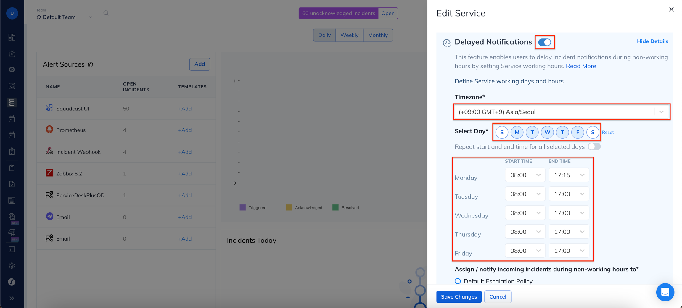 Image. Configure delayed notifications