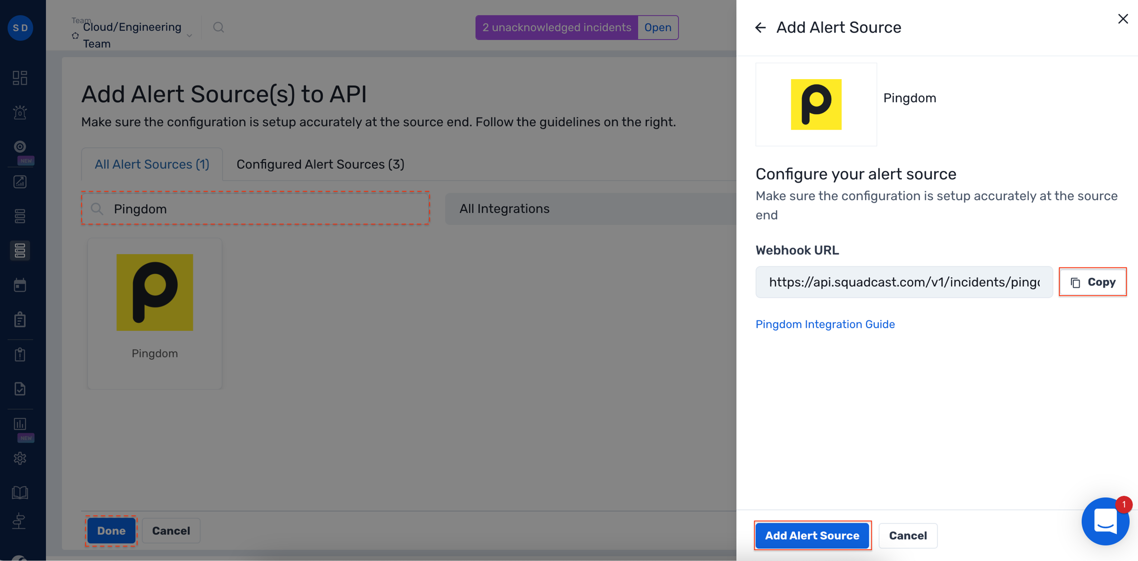 Associate a Webhook integration with one of Pingdom's Uptime Checks