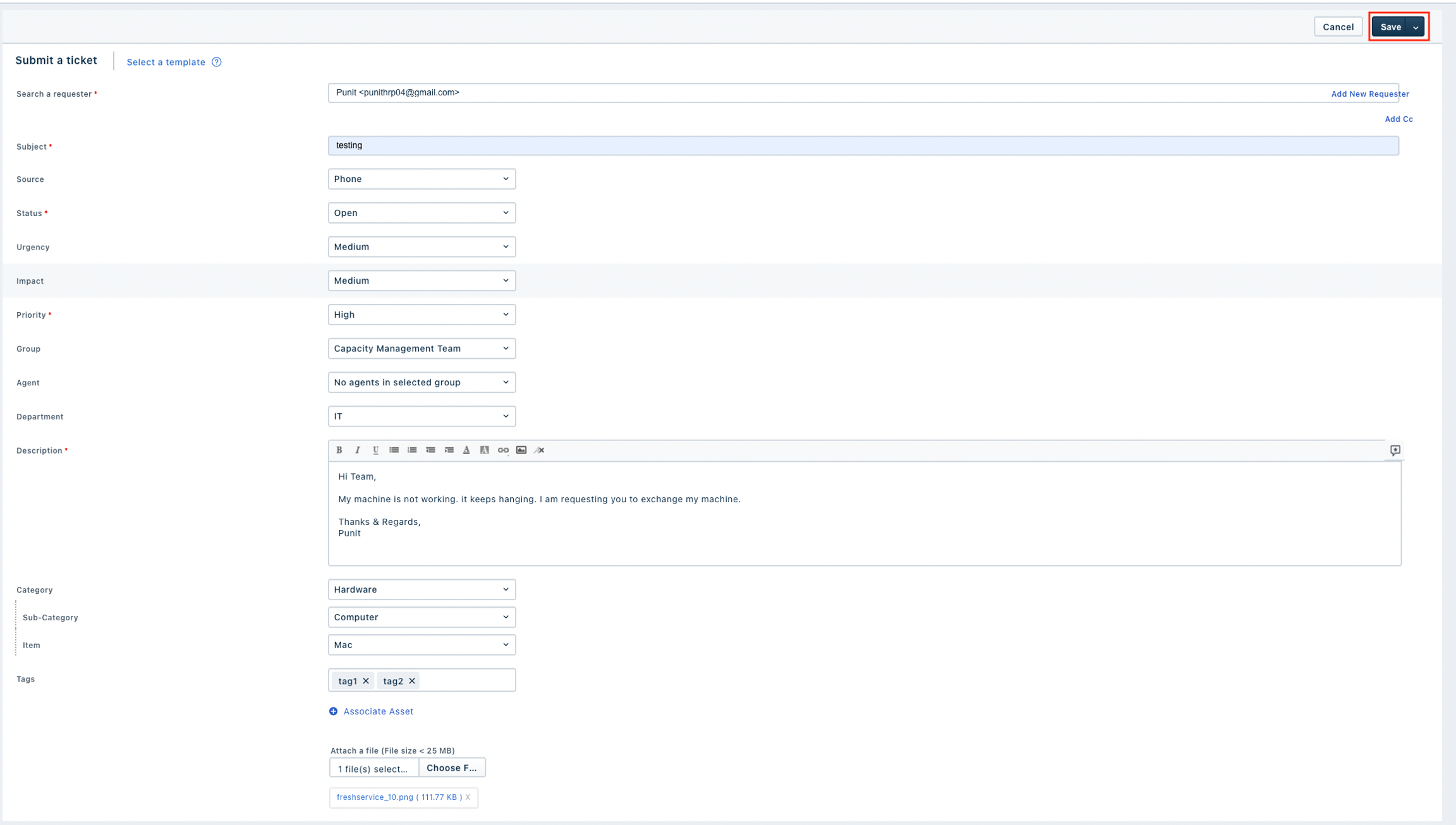 Fill the form and Save
