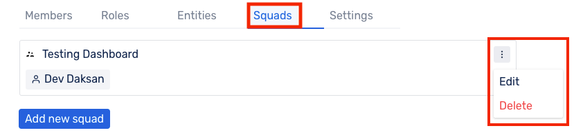 Delete a squad from a team in Squadcast