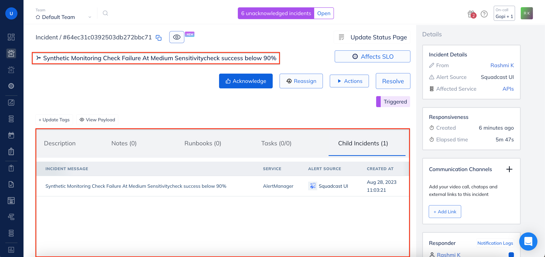 Unmerge incidents in Squadcast for Incident Management
