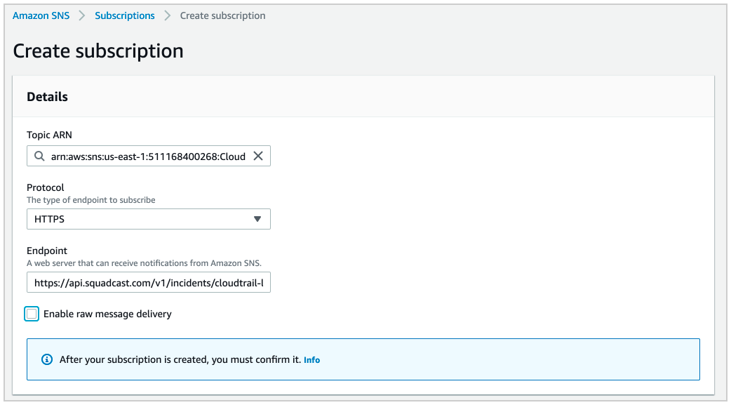 Create Subscription - AWS SNS: HTTPS Endpoint URL
