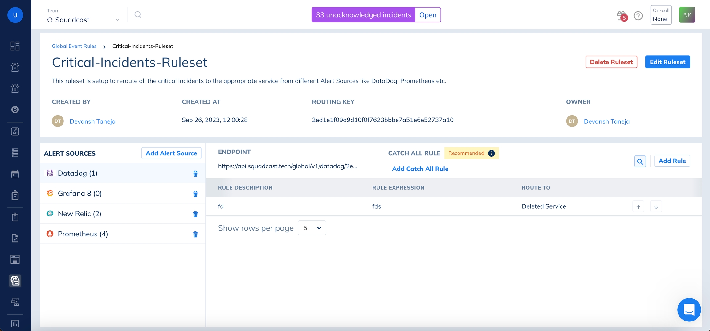 Add Catch All Rule for an Alert Source in Squadcast for Incident Management