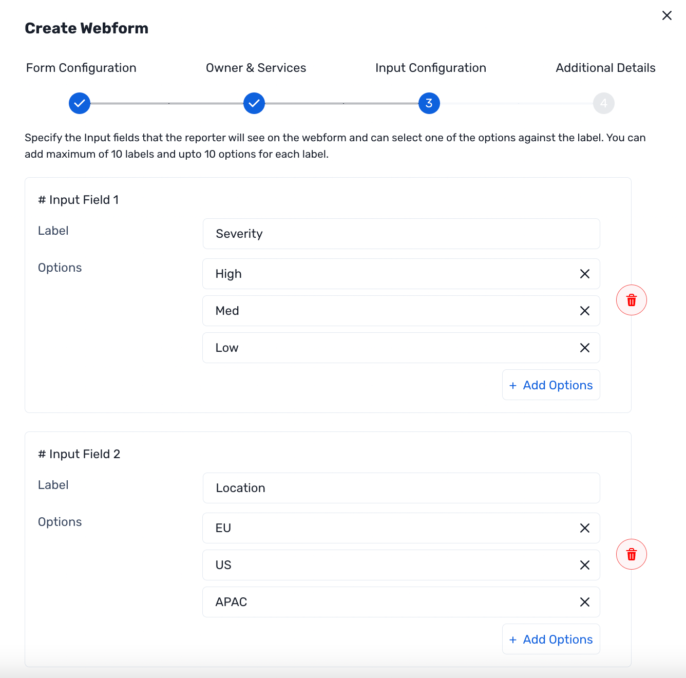Define Owner and Services for Webforms