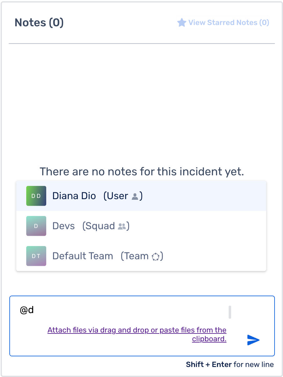 Incident note mention notifications
