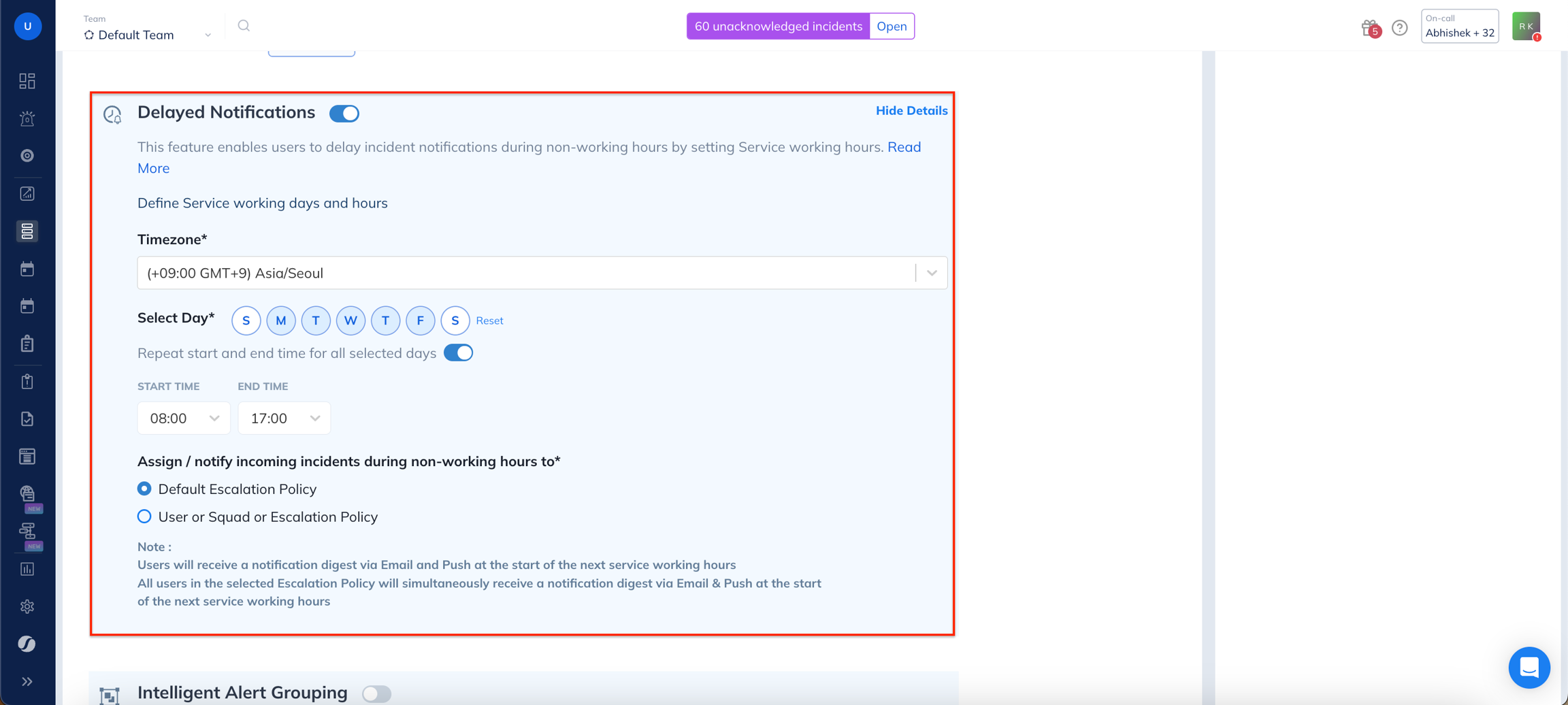 Image. Configure delayed notifications