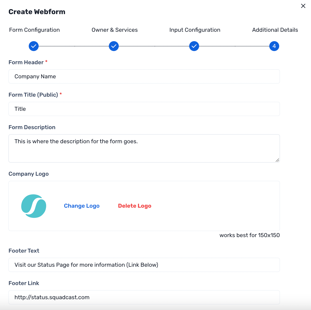 Configure Input Fields in the Webform