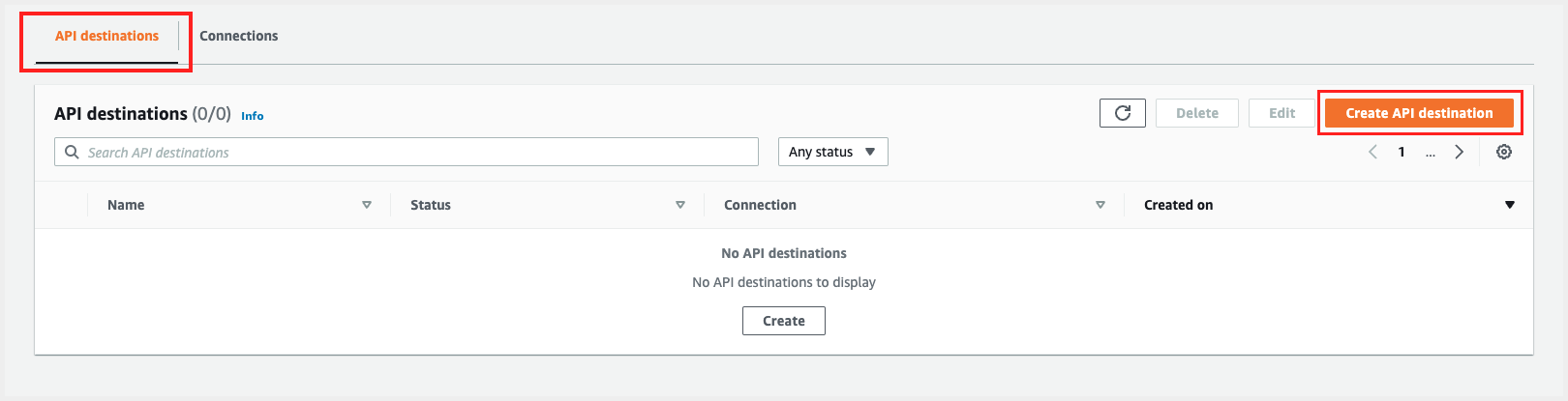 Create API destination Amazon EventBridge