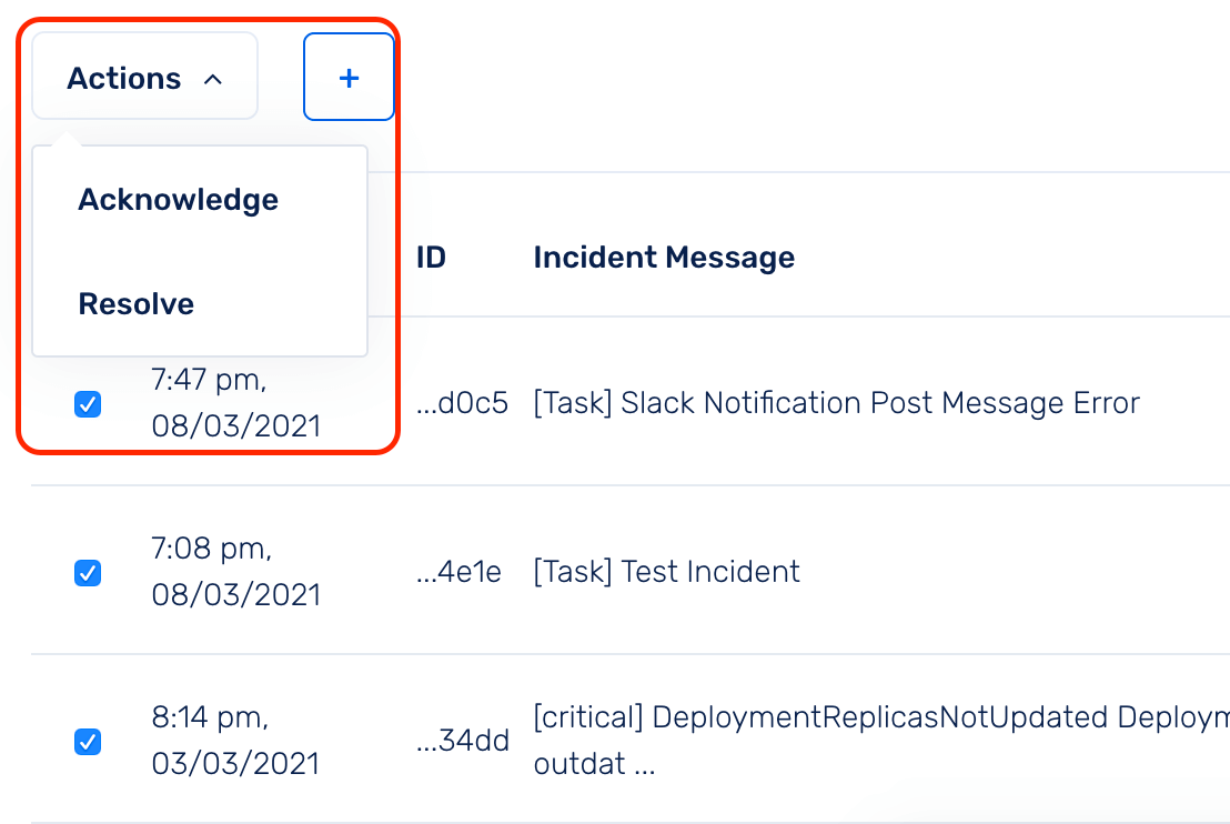 Confirm & Acknowledge the bulk actions on incidents