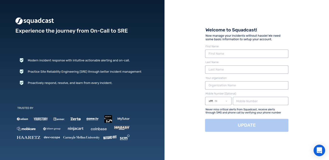 OTP verification in Squadcast