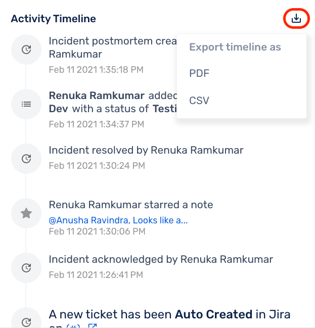 Auto Suppression update in Incident Activity Timeline