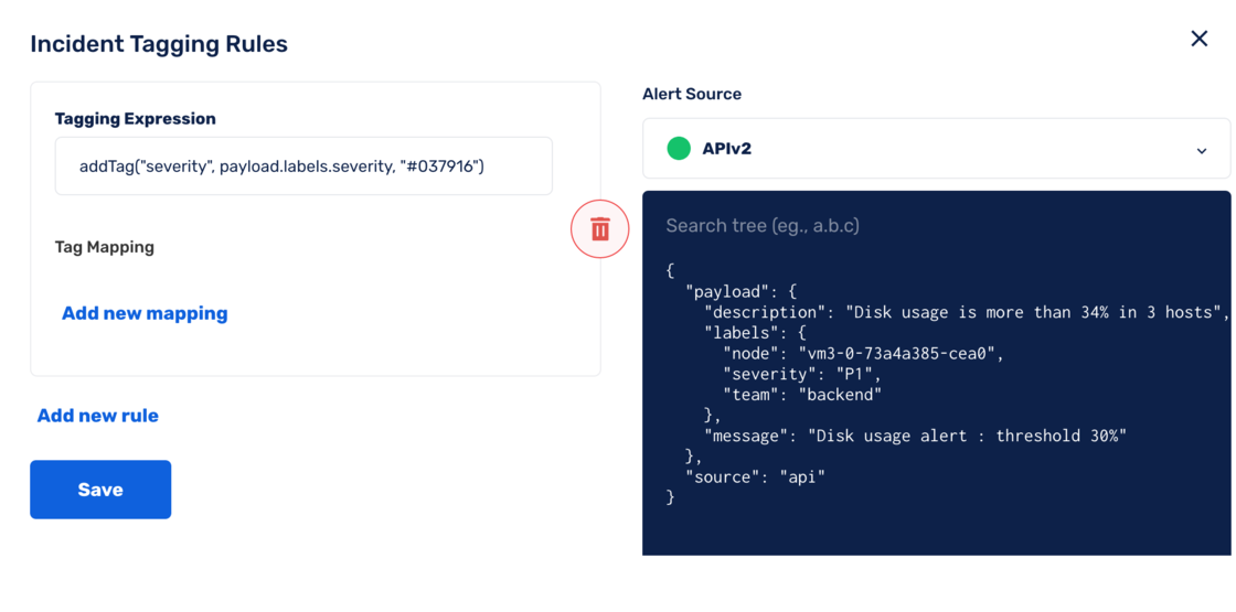 Add Tags directly from the payload