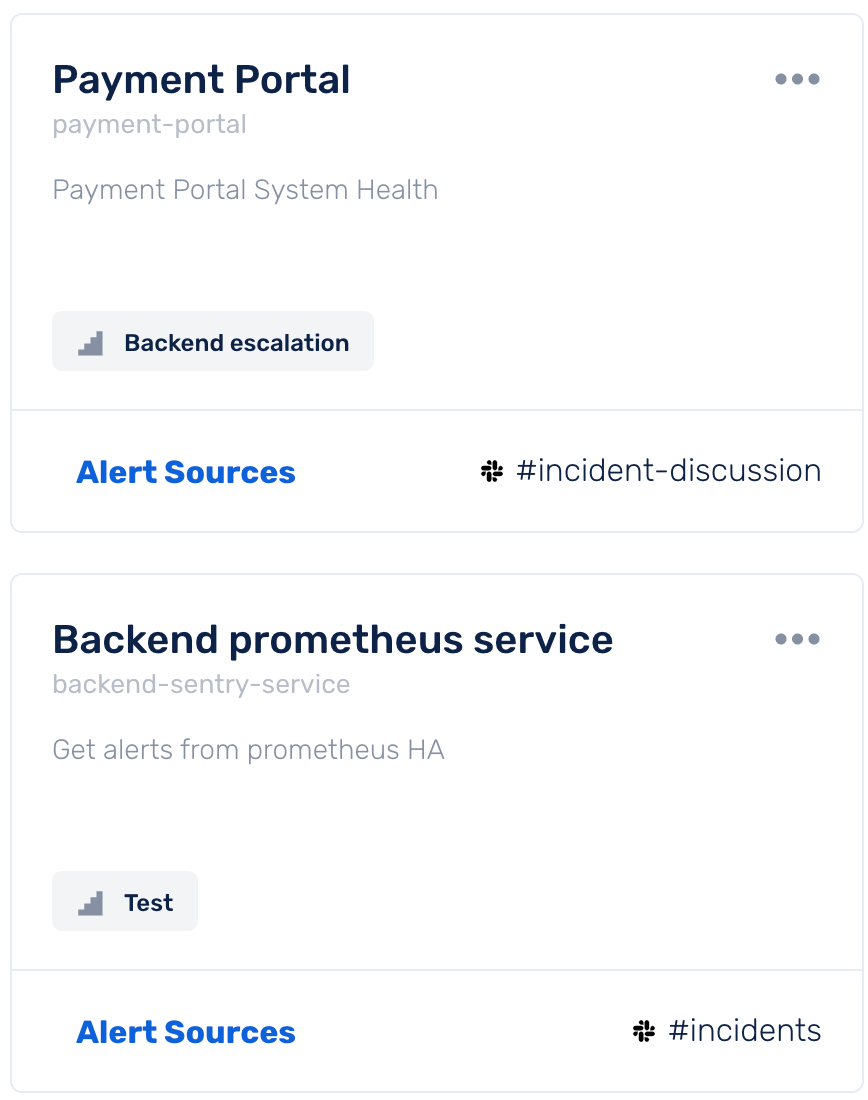 Service Specific Slack Channels