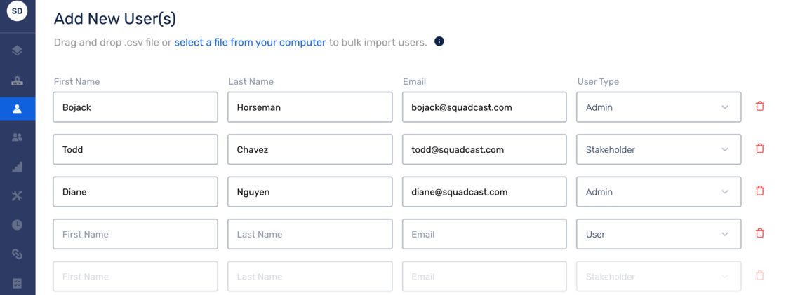 Add multiple users at once