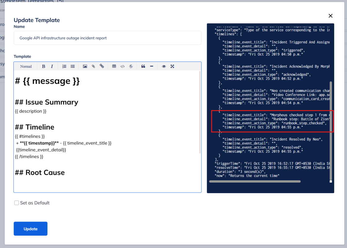 Improved Postmortem Template values