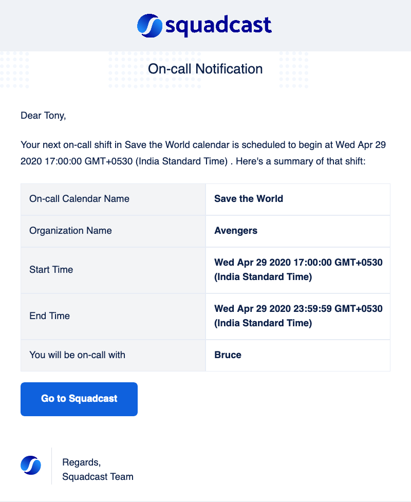 Get notified before your on-call shift starts