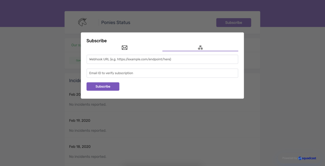 StatusPage - Added Webhook Subscription