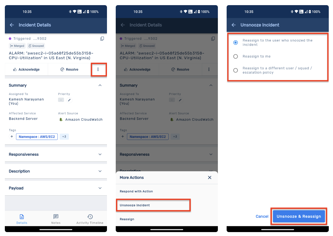 Snooze Incidents Now Available in Mobile App