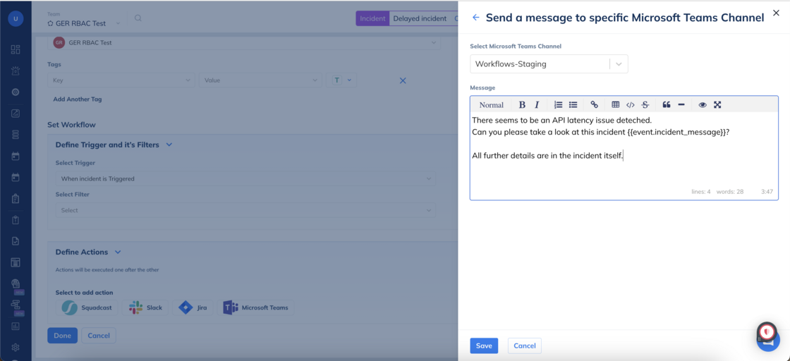 New Workflows Action: MS Teams Action