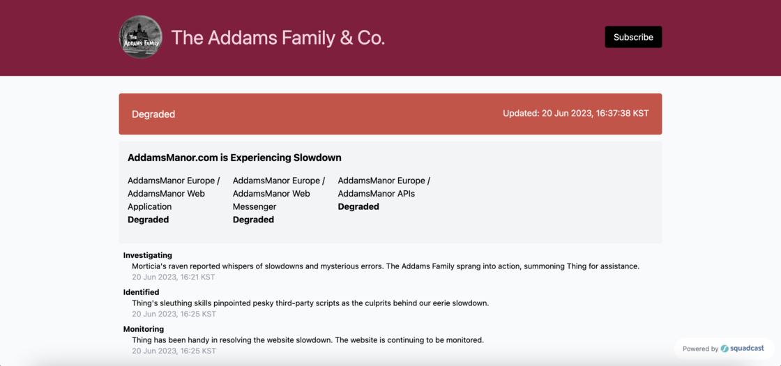 Enhanced Status Page(s)