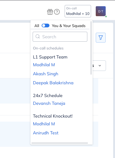 Details of current on-call user in Squadcast