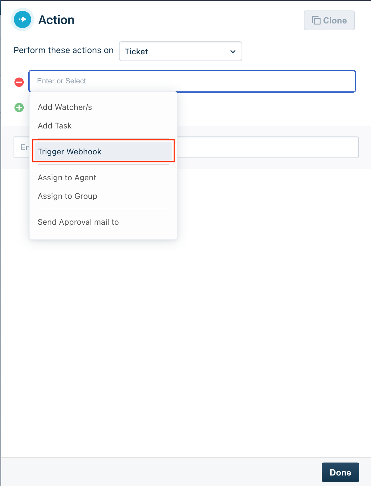 Perform these actions to Trigger webhook for incident management