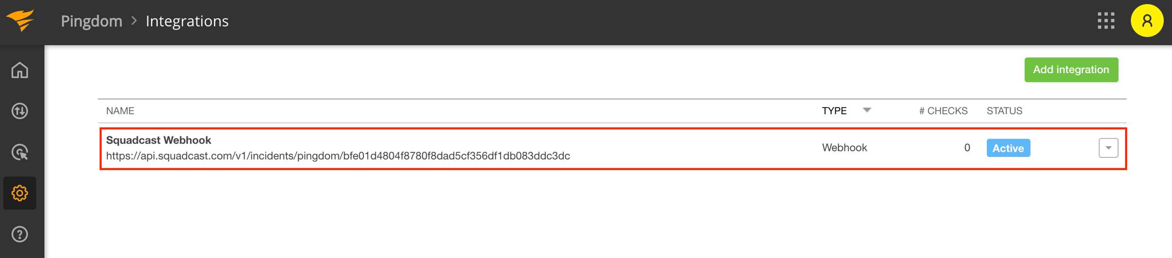 Add Integration in Pingdom for Squadcast