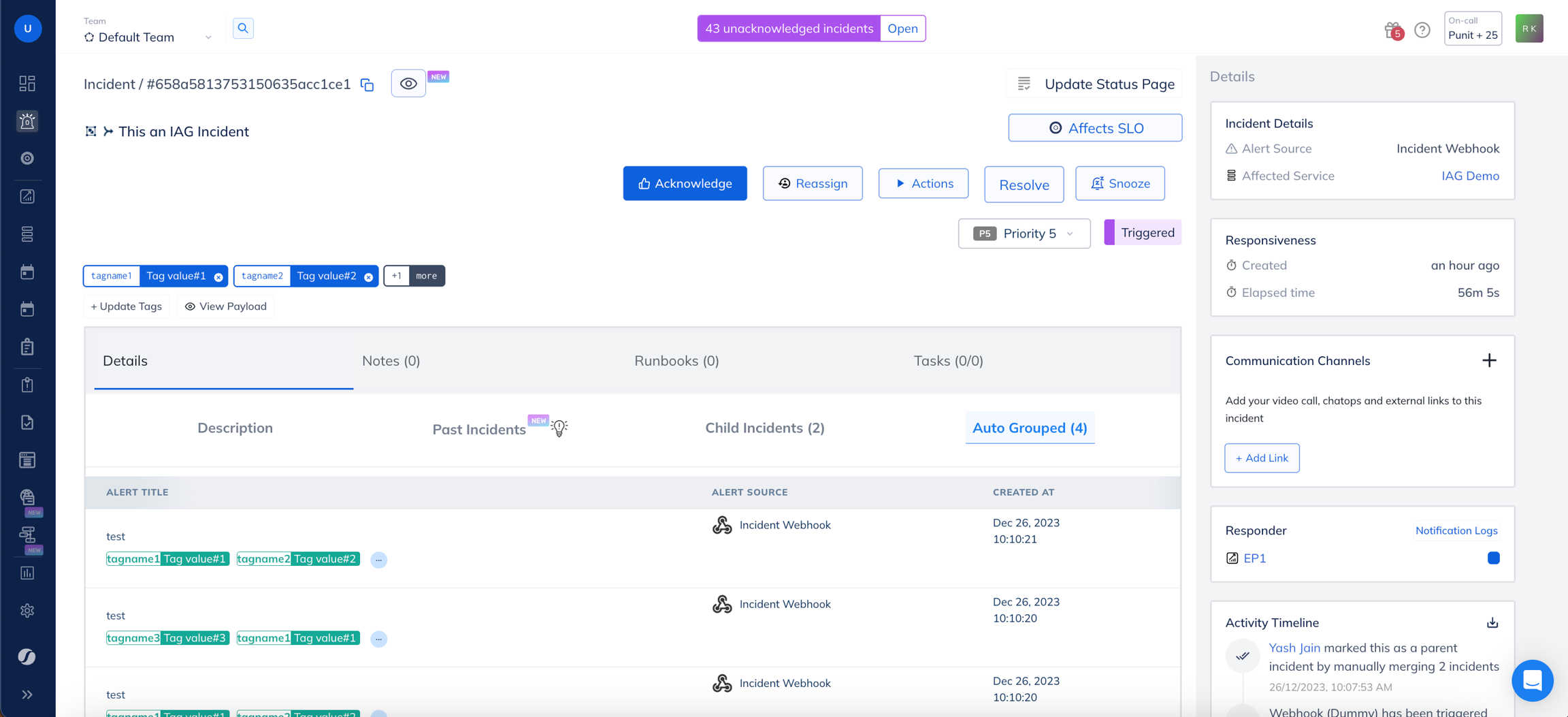 Image. View Auto Grouped Incidents