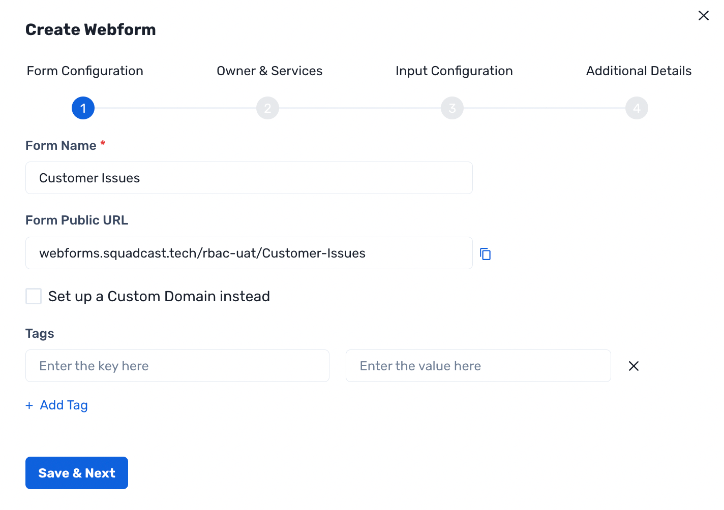 Sample Webform created using Squadcast